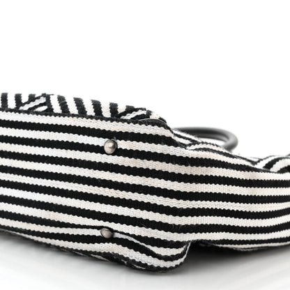 Chanel Woven Canvas Large Easy Shopping Tote Black White 11 of 12