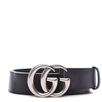 Gucci Textured Dollar Calfskin Nickel Double G 40mm Belt 95 38 Black 1 of 7
