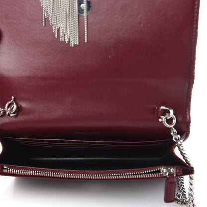 Saint Laurent Velvet Crystal Monogram Kate Tassel Shoulder Bag Burgundy 5 of 10