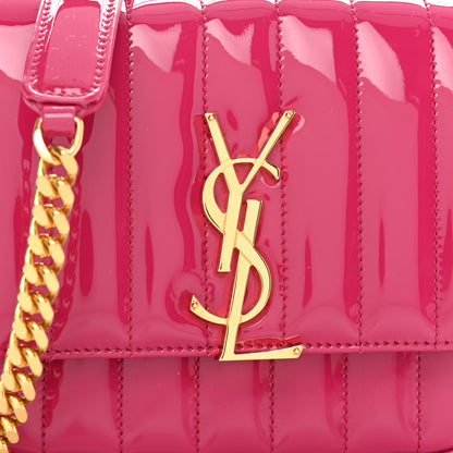 Saint Laurent Patent Calfskin Matelasse Monogram Small Vicky Chain Bag Bubblegum 7 of 9