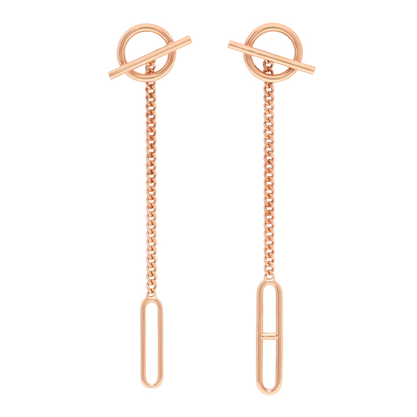 18K Rose Gold Echappee Asymmetric Earrings