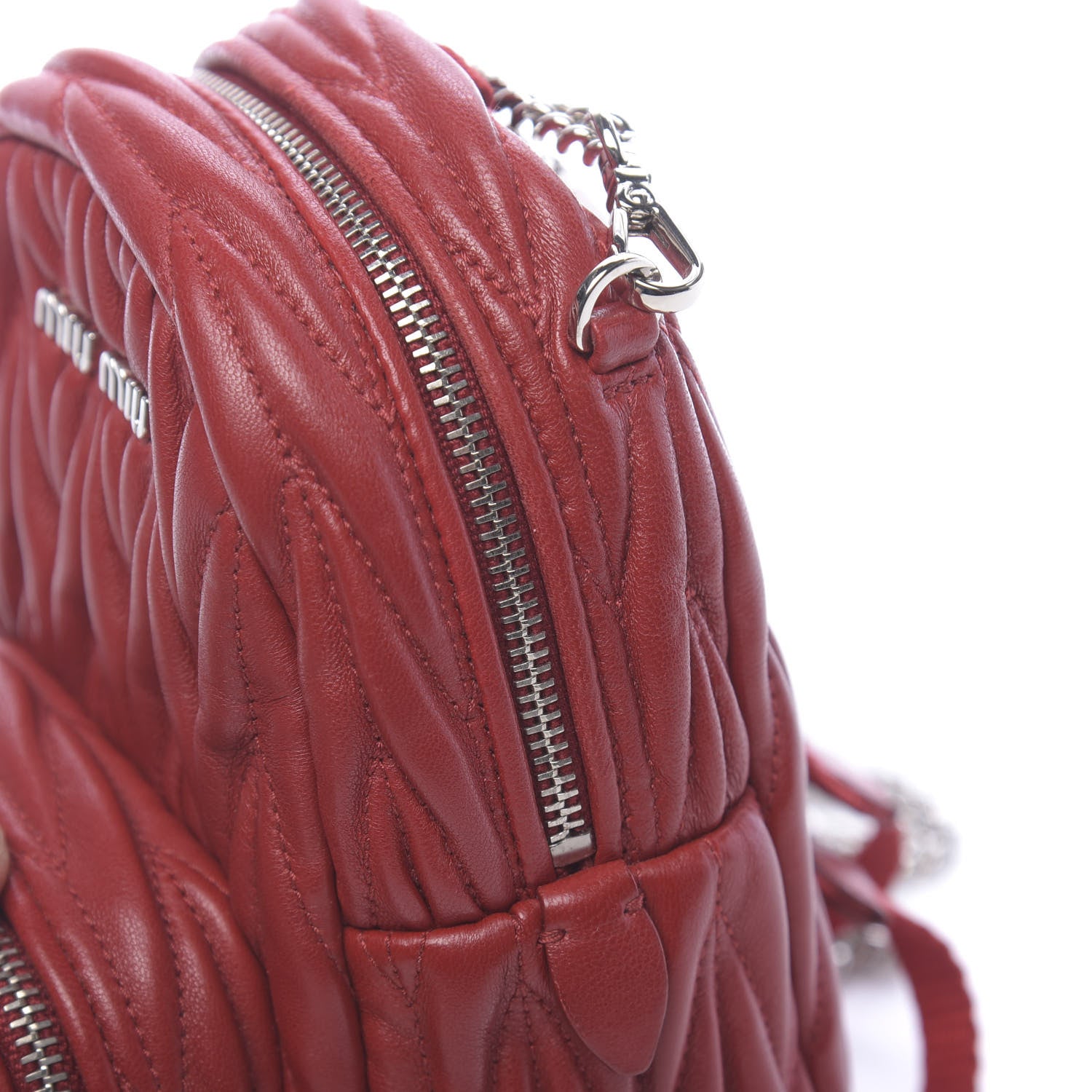 Miu Miu Nappa Matelasse Lux Mini Backpack Rosso 15 of 15