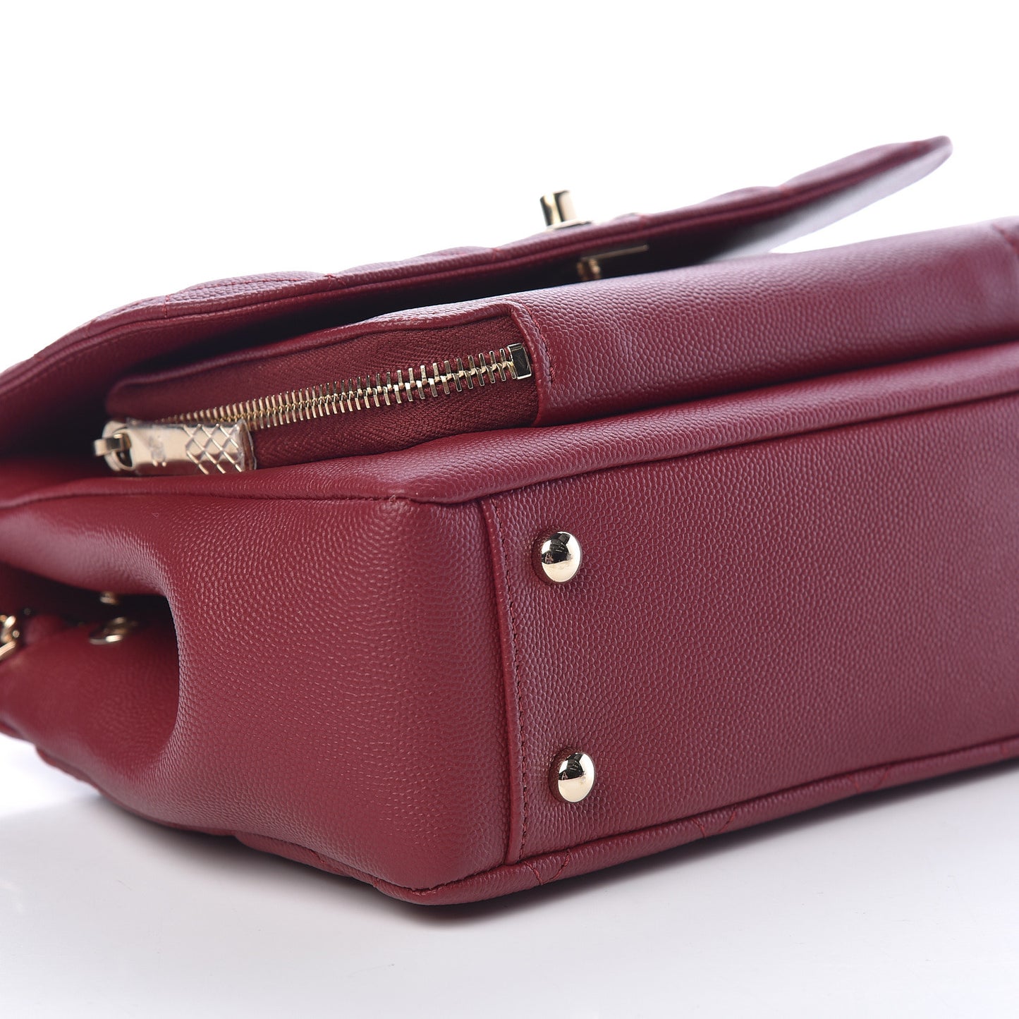 Caviar Quilted Small Business Affinity Flap Burgundy
