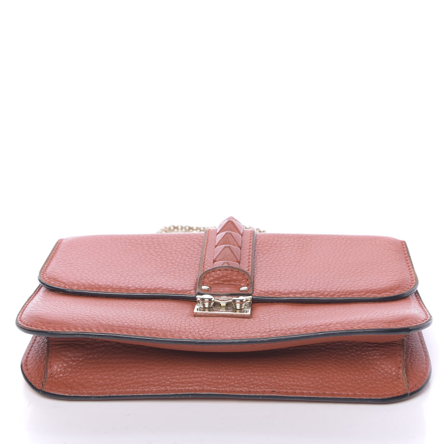 Pebbled Calfskin Monochrome Medium Glam Lock Rockstud Flap English Red