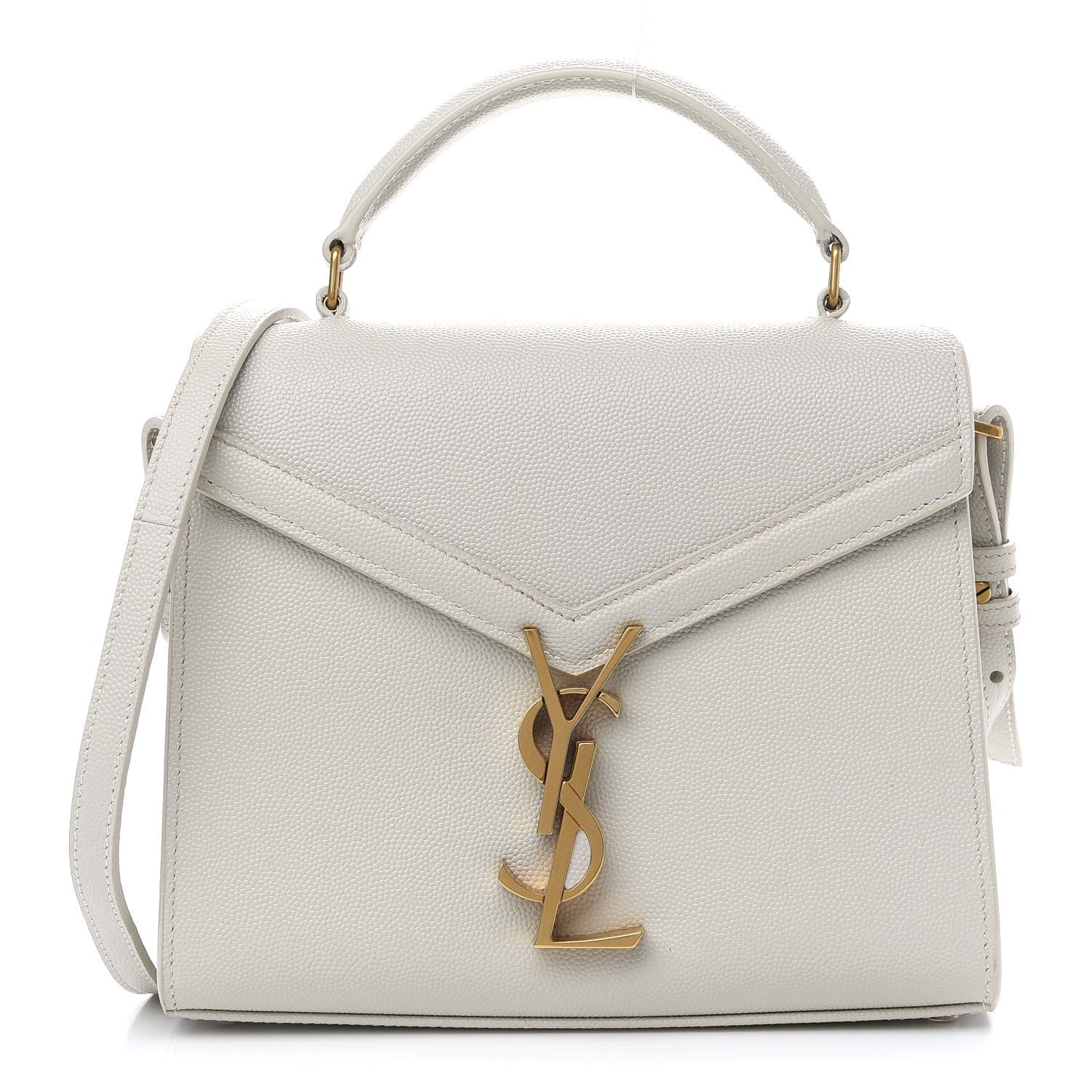 Saint Laurent Grain de Poudre Mini Classic Monogram Cassandra Top Handle Crema Soft Rouge Legion 1 of 8