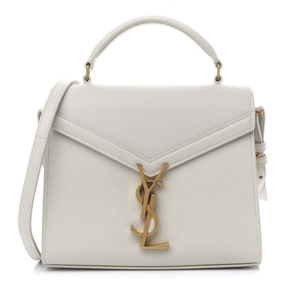 Saint Laurent Grain de Poudre Mini Classic Monogram Cassandra Top Handle Crema Soft Rouge Legion 1 of 8