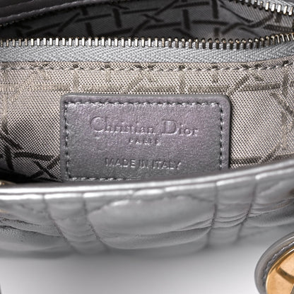 Christian Dior Metallic Lambskin Cannage Mini Lady Dior Grey 6 of 15