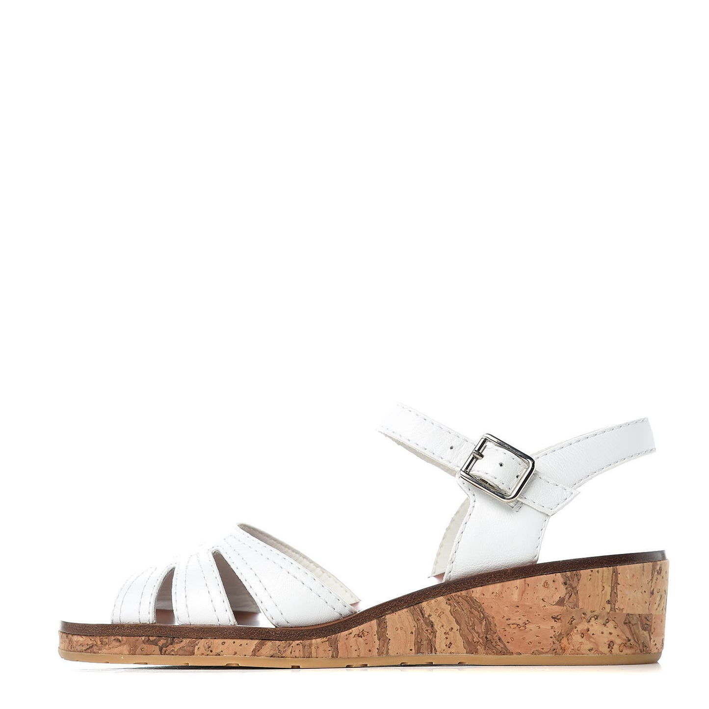 Calfskin Cork CC Sandals 37 White