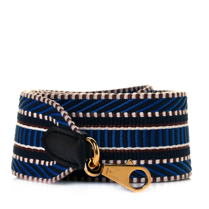 Hermes Toile Swift 50mm Sangle Cavale Shoulder Strap Bleu Zellige Indigo Black 1 of 6