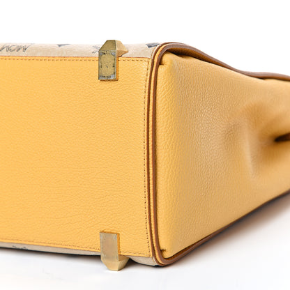 MCM Visetos Medium Corina Shoulder Bag Beige Yellow 9 of 13