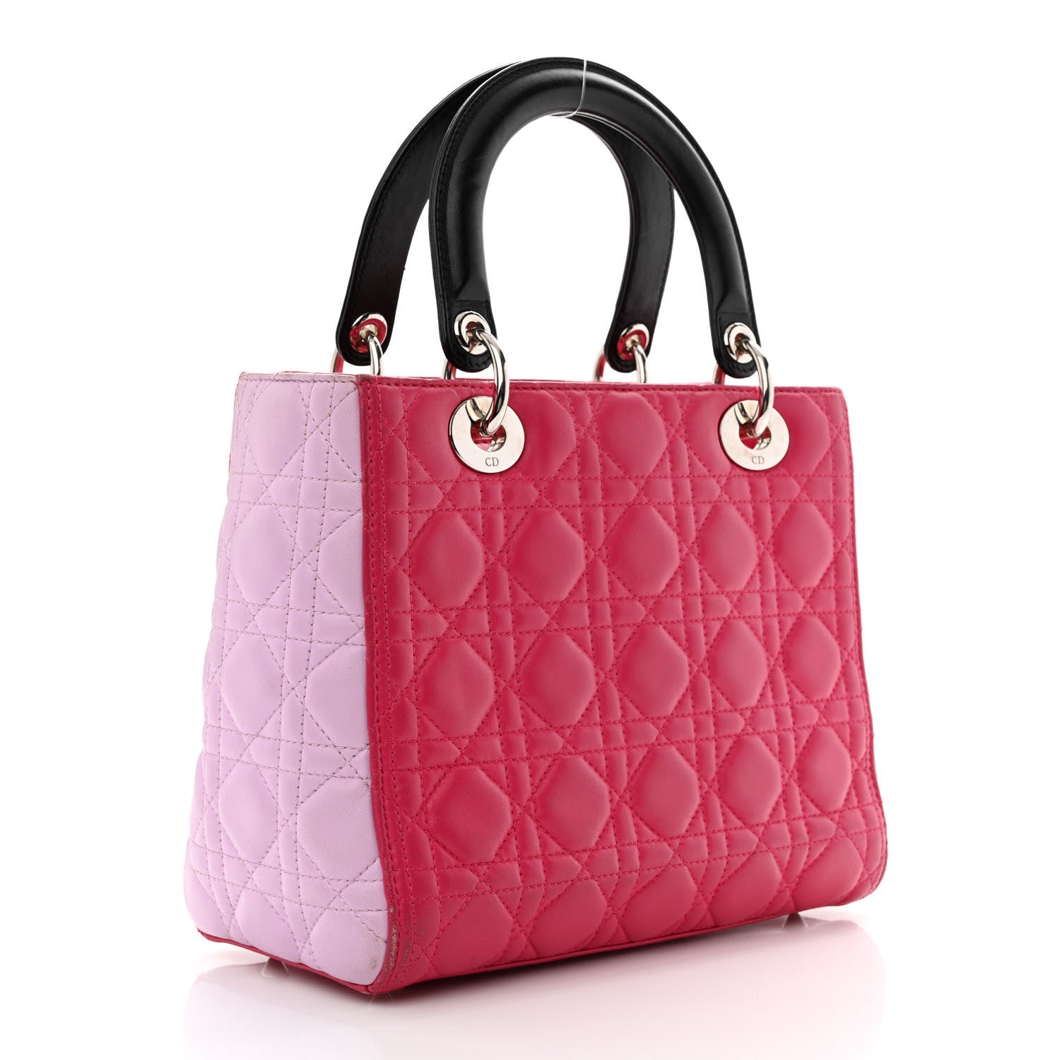 Christian Dior Lambskin Cannage Medium Tri-Color Lady Dior Fuchsia Anemone Black 3 of 20
