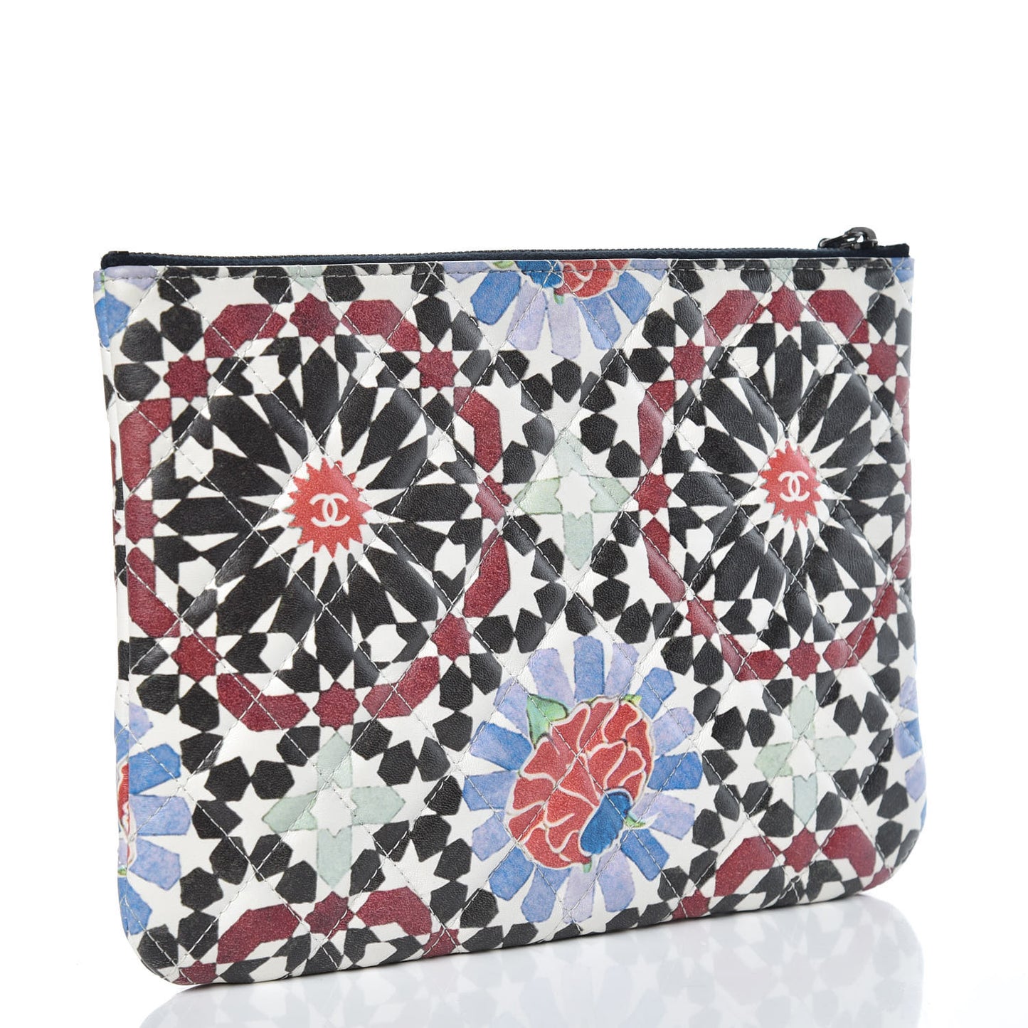 Glazed Lambskin Quilted Medium Paris Dubai Cosmetic Case Multicolor