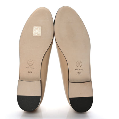 Chanel Lambskin Cap Toe CC Ballerina Flats 39.5 Beige Black 5 of 8