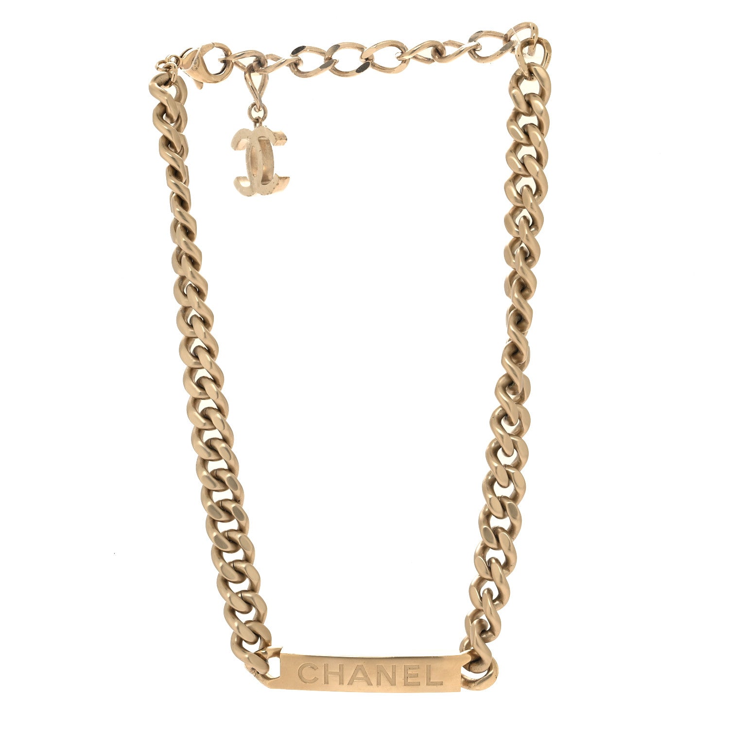 Chanel Oversized Chain Logo Necklace Gold 3 of 5