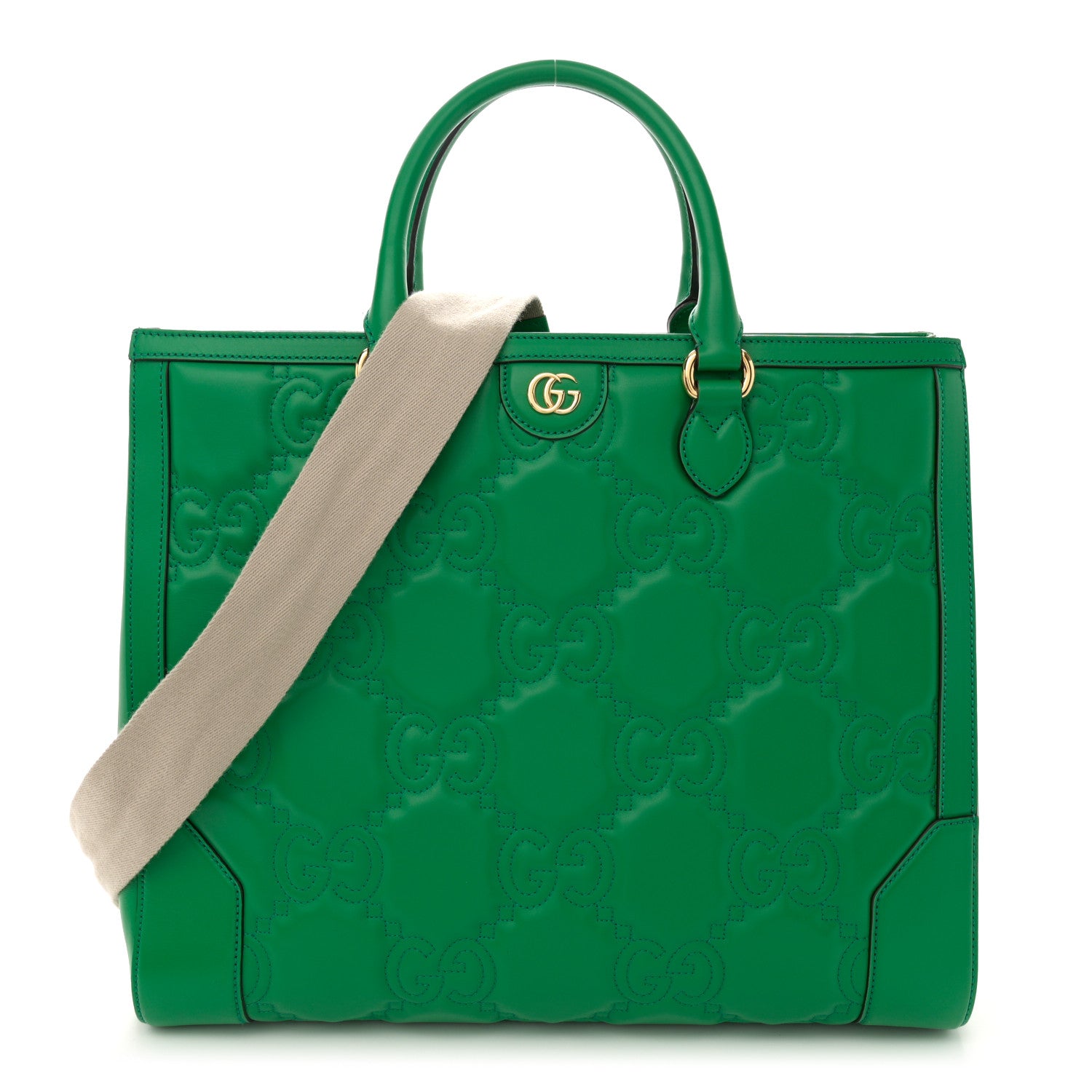 Gucci Calfskin GG Matelasse Tote Bag Bright Green 1 of 15