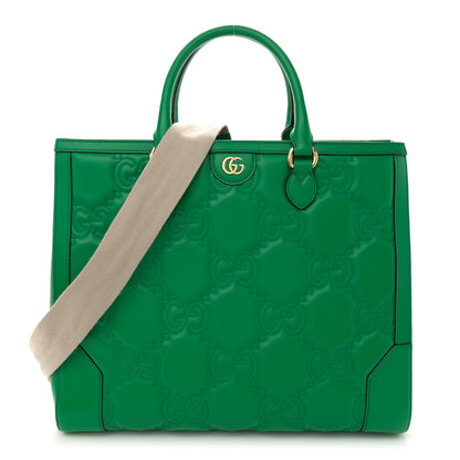 Gucci Calfskin GG Matelasse Tote Bag Bright Green 1 of 15