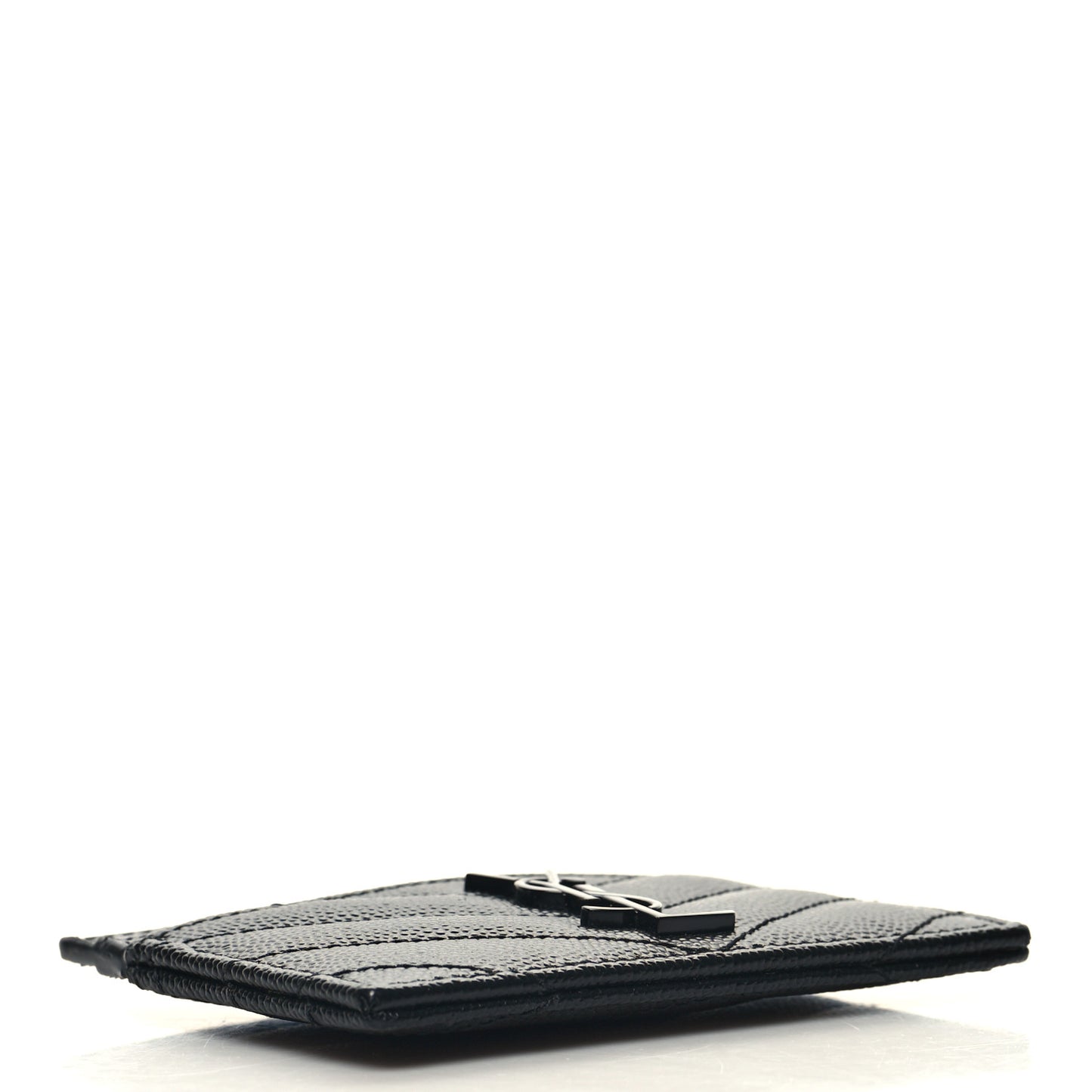 Grain De Poudre Matelasse Chevron Monochrome Monogram Credit Card Case Black