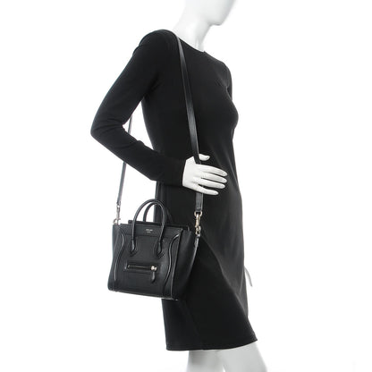 Celine Drummed Calfskin Nano Luggage Black 3 of 8