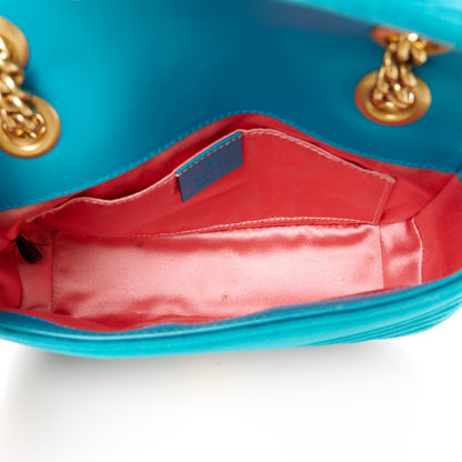Gucci Velvet Matelasse Mini GG Marmont Shoulder Bag Pavone Cyan 5 of 11