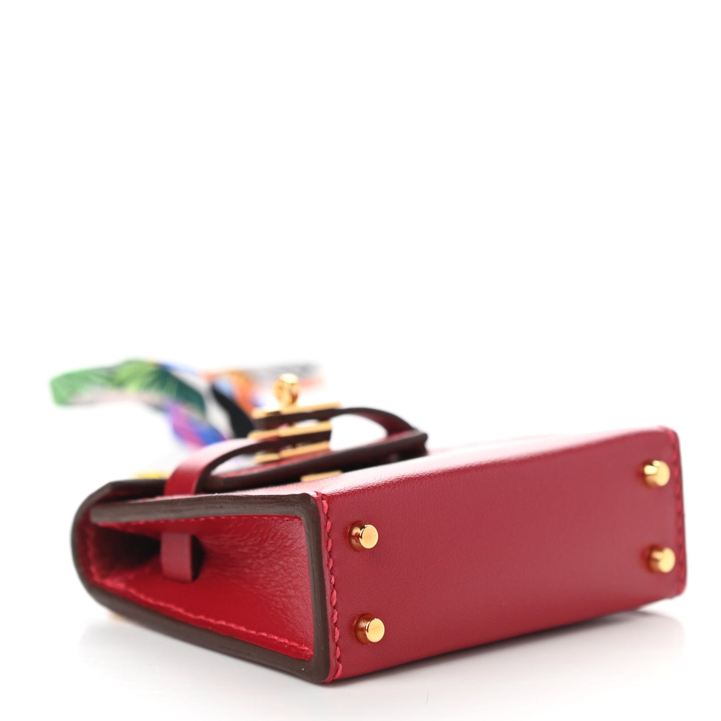 Tadelakt Mini Kelly Twilly Bag Charm Rouge Vif