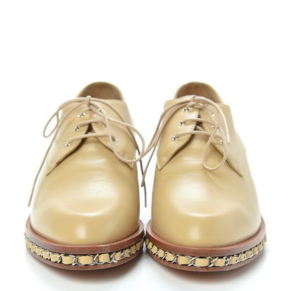 Chanel Calfskin Chain Lace Up Oxfords 38 Beige Clair 2 of 10