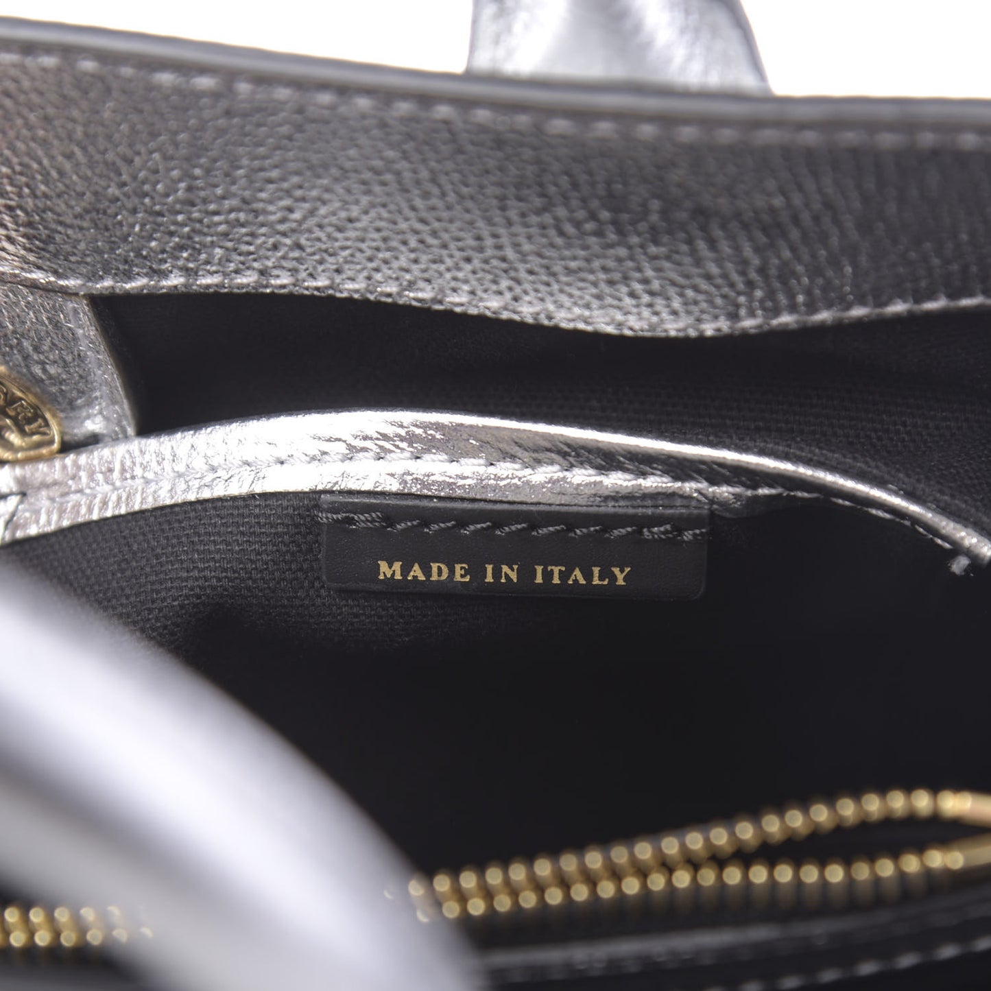 Metallic Grainy Calfskin House Check Medium Banner Tote Silver