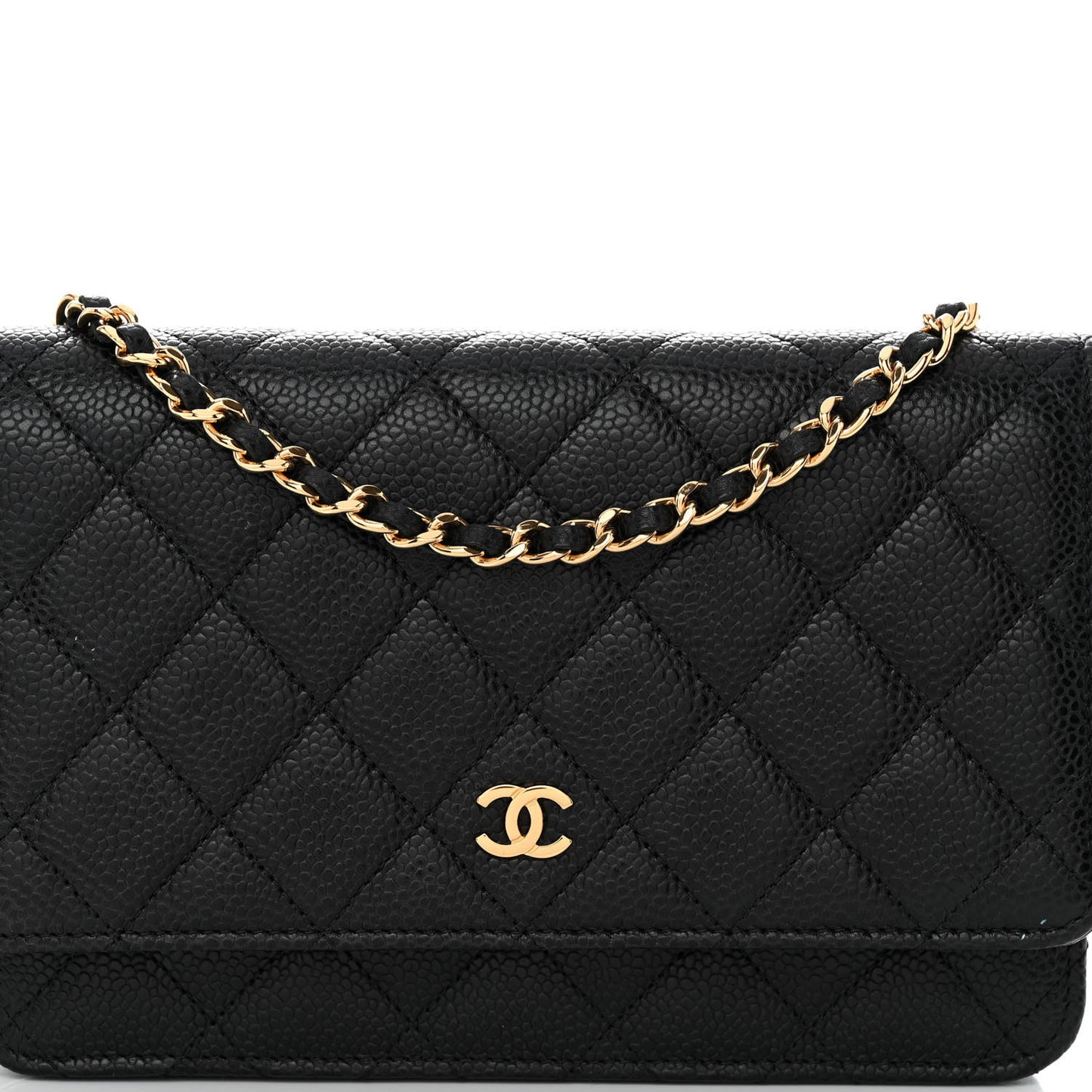 Caviar Quilted Wallet on Chain WOC Black