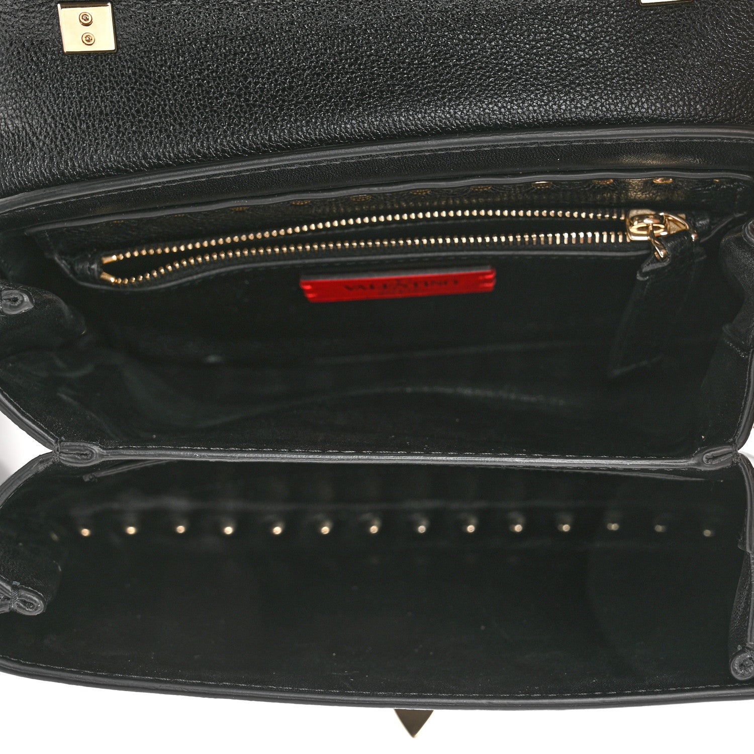Valentino Garavani Pebbled Calfskin Small Rockstud Flap Crossbody Bag Black 8 of 9
