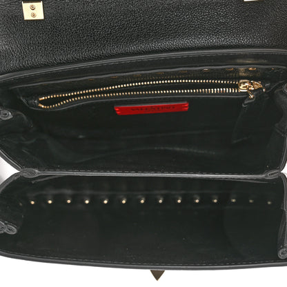 Valentino Garavani Pebbled Calfskin Small Rockstud Flap Crossbody Bag Black 8 of 9