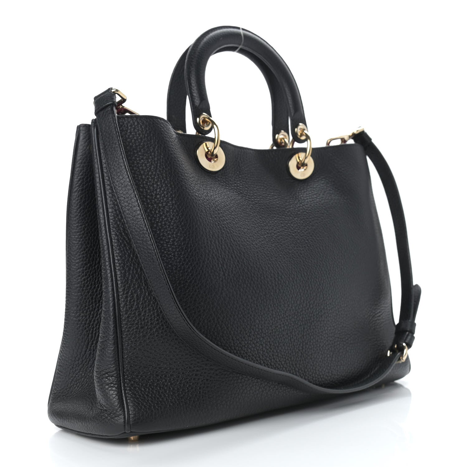 Christian Dior Bullcalf Large Diorissimo Tote Black Rose Indien 4 of 14