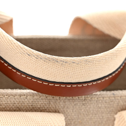 Chloe Linen Calfskin Small Woody Ribbon Tote With Strap White Brown 11 of 14