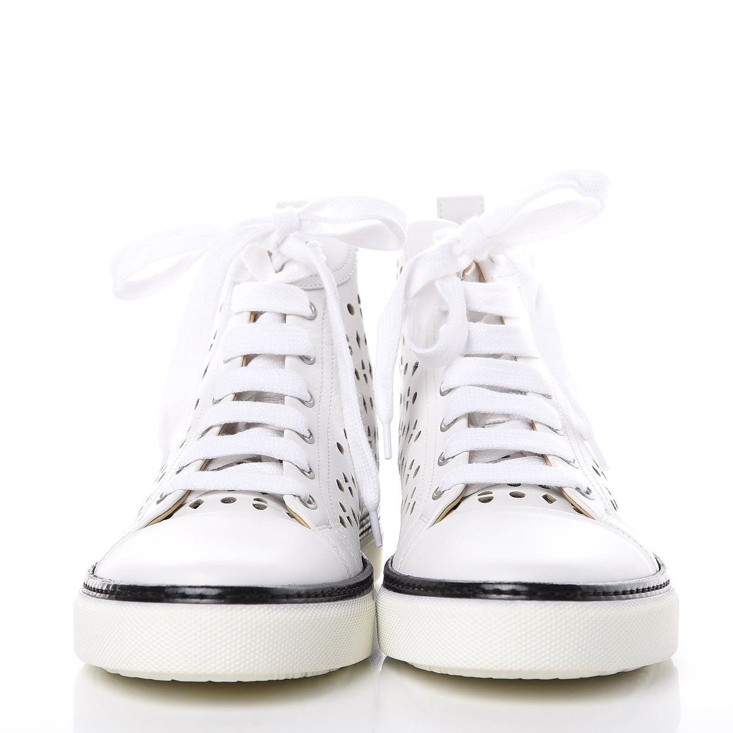 Calfskin Perforated Mens Jimmy High Top Sneakers 39 White