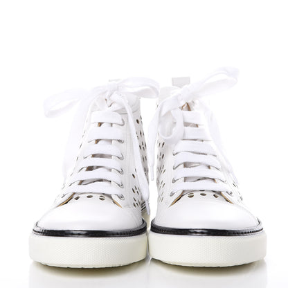 Hermes Calfskin Perforated Mens Jimmy High Top Sneakers 39 White 4 of 8