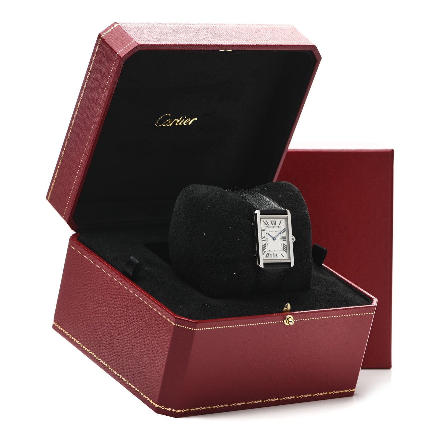 Stainless Steel Calfskin 27mm Tank Solo Quartz Watch