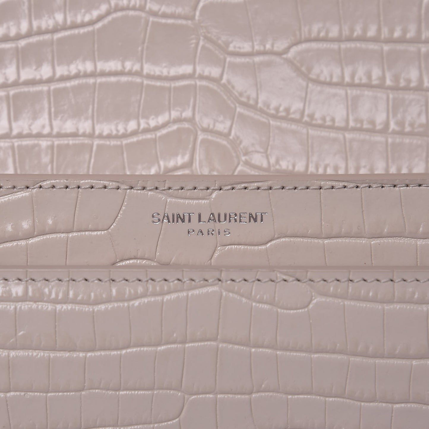 Calfskin Crocodile Embossed Medium Monogram Sunset Powder Pink