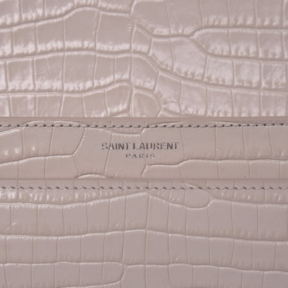 Saint Laurent Calfskin Crocodile Embossed Medium Monogram Sunset Powder Pink 6 of 7