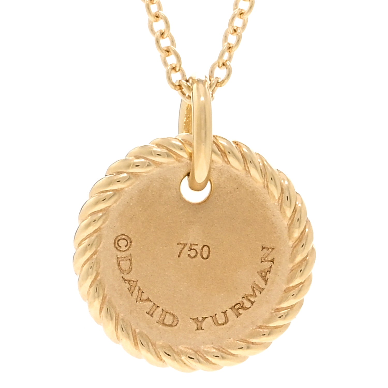 David Yurman 18K Yellow Gold Diamond Initial M Charm Necklace 4 of 4