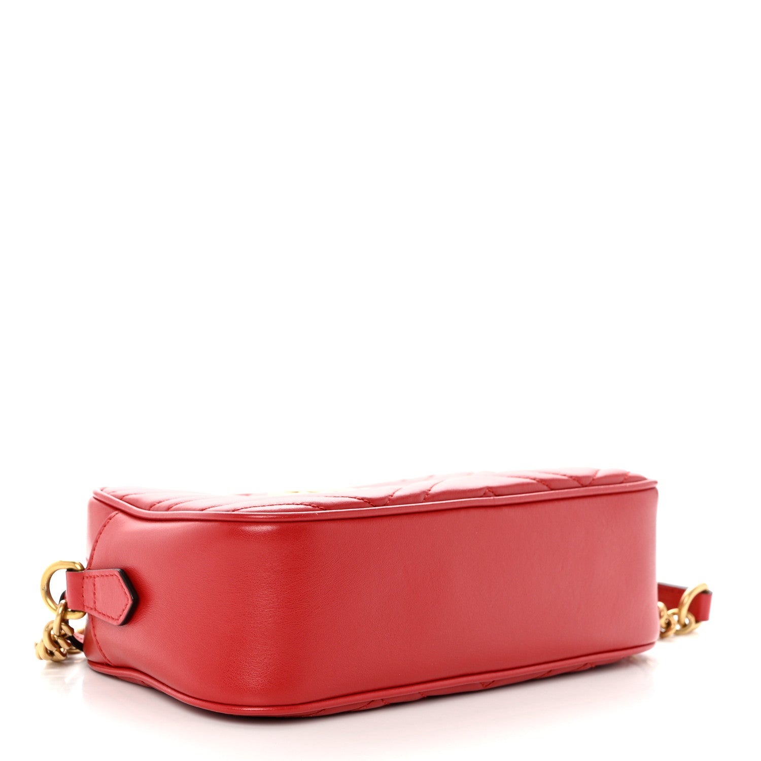 Gucci Calfskin Matelasse Small GG Marmont Chain Shoulder Bag Hibiscus Red 4 of 10