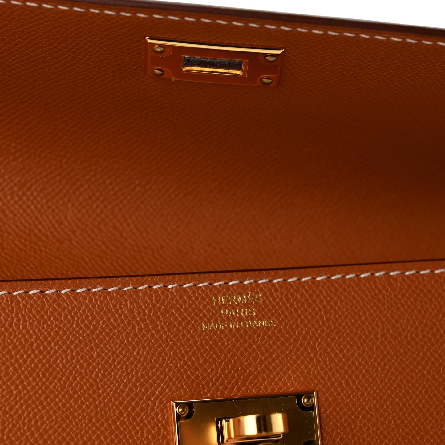 Madame Calfskin Kelly Pocket Long Wallet Gold