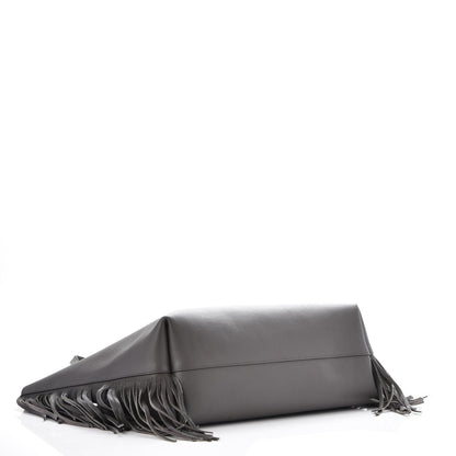 Saint Laurent Calfskin Large Fringe Shopping Tote Dark Grey 4 of 10