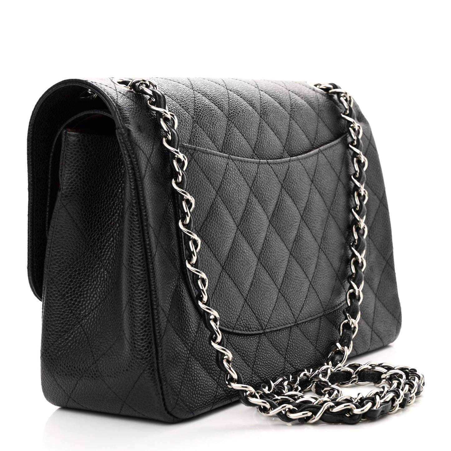 Caviar Quilted Jumbo Double Flap Black