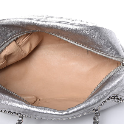 Chanel Metallic Goatskin Medium Luxe Ligne Bowler Silver 5 of 7