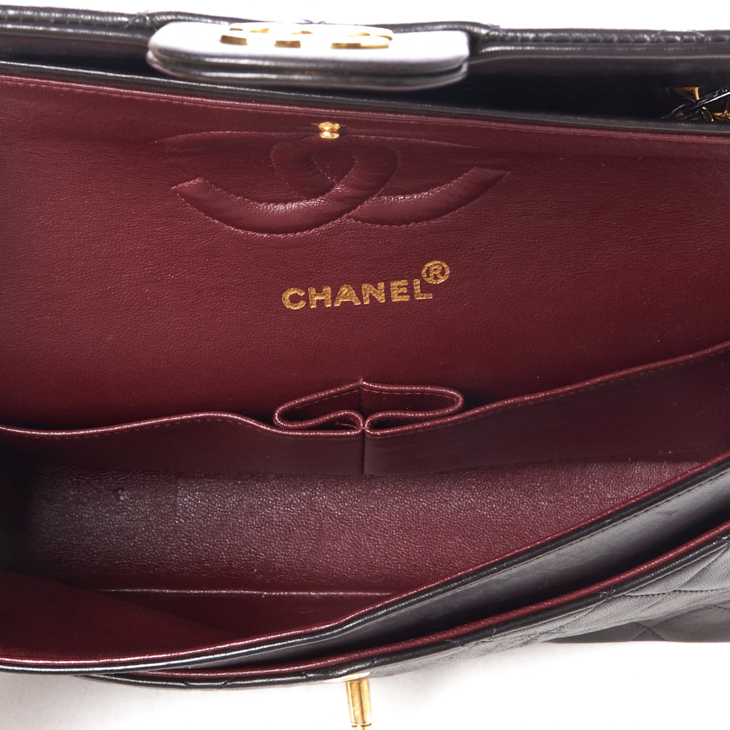 Lambskin Quilted Medium Double Flap Black