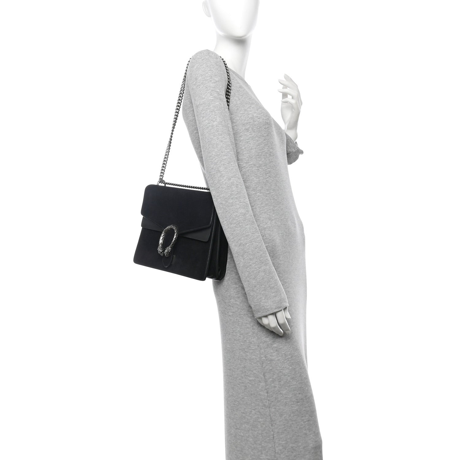 Gucci Suede Medium Dionysus Shoulder Bag Black 2 of 15