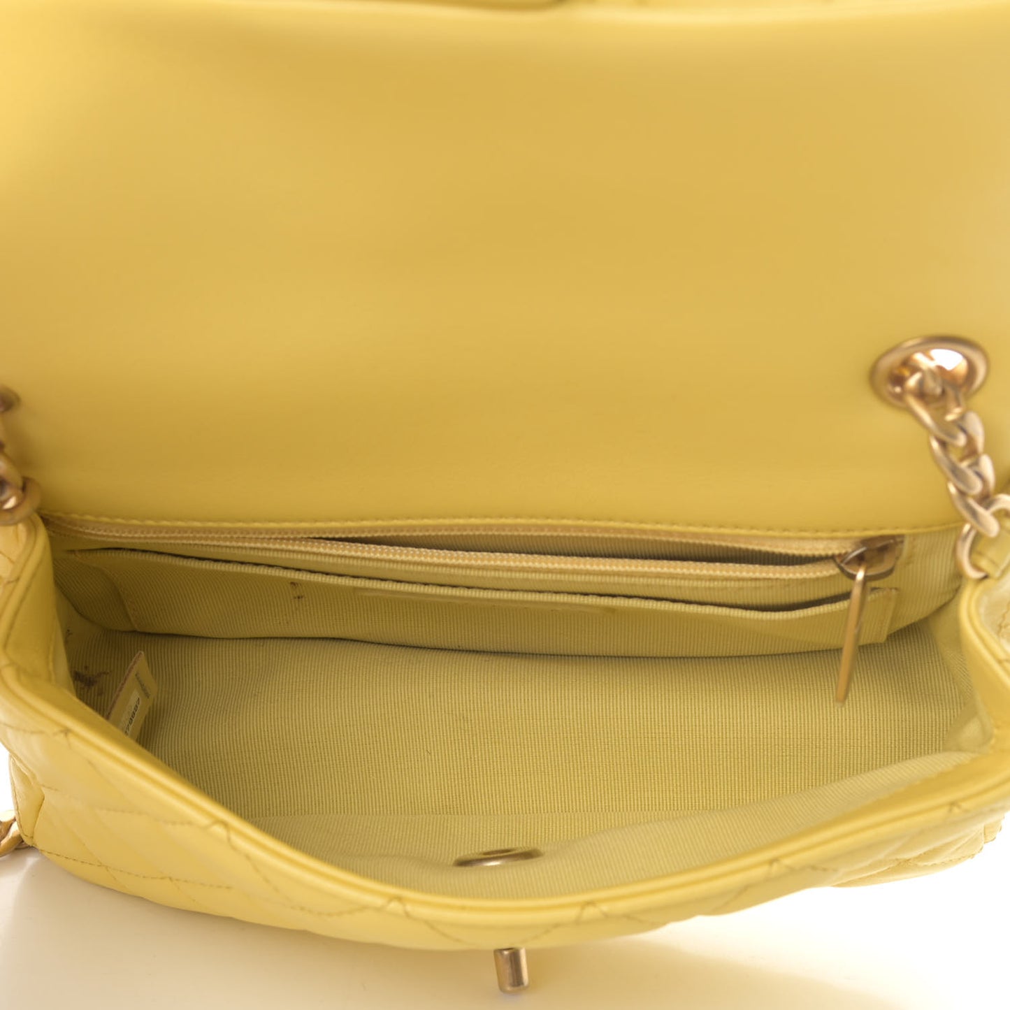 Lambskin Resin Quilted Mini Rectangular Pearl Samba Flap Yellow