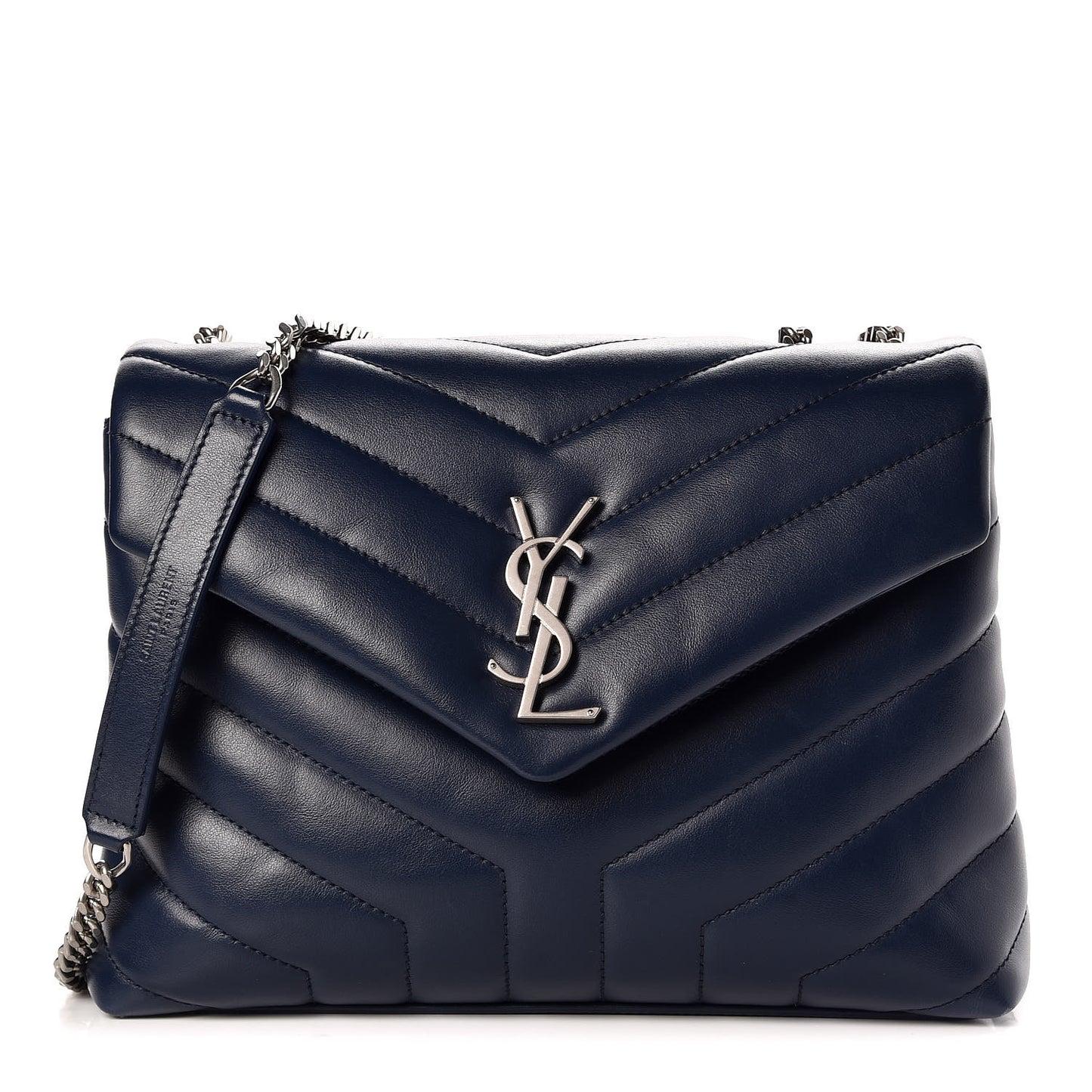 Calfskin Y Quilted Monogram Small Loulou Chain Satchel Denim Blue