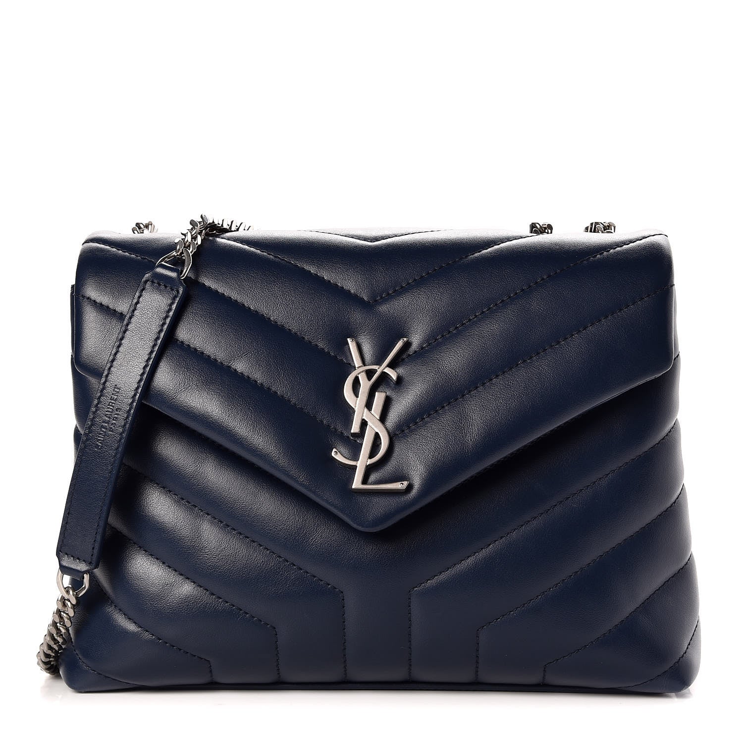 Saint Laurent Calfskin Y Quilted Monogram Small Loulou Chain Satchel Denim Blue 1 of 7