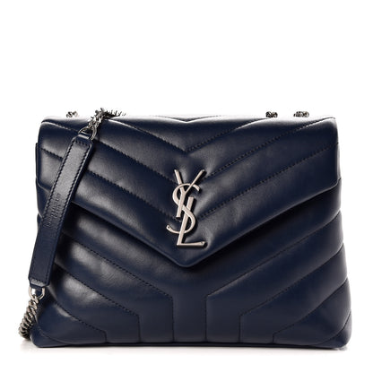 Saint Laurent Calfskin Y Quilted Monogram Small Loulou Chain Satchel Denim Blue 1 of 7