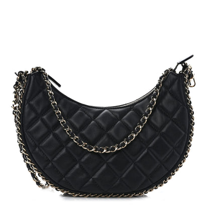 Chanel Lambskin Quilted Small Hobo Bag Black 1 of 9