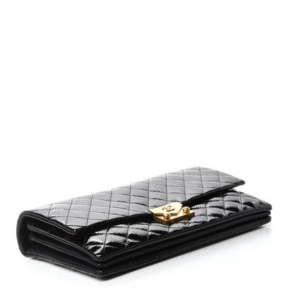 Chanel Patent Goatskin Quilted 3 Pocket Accordion Flap Black 4 of 11